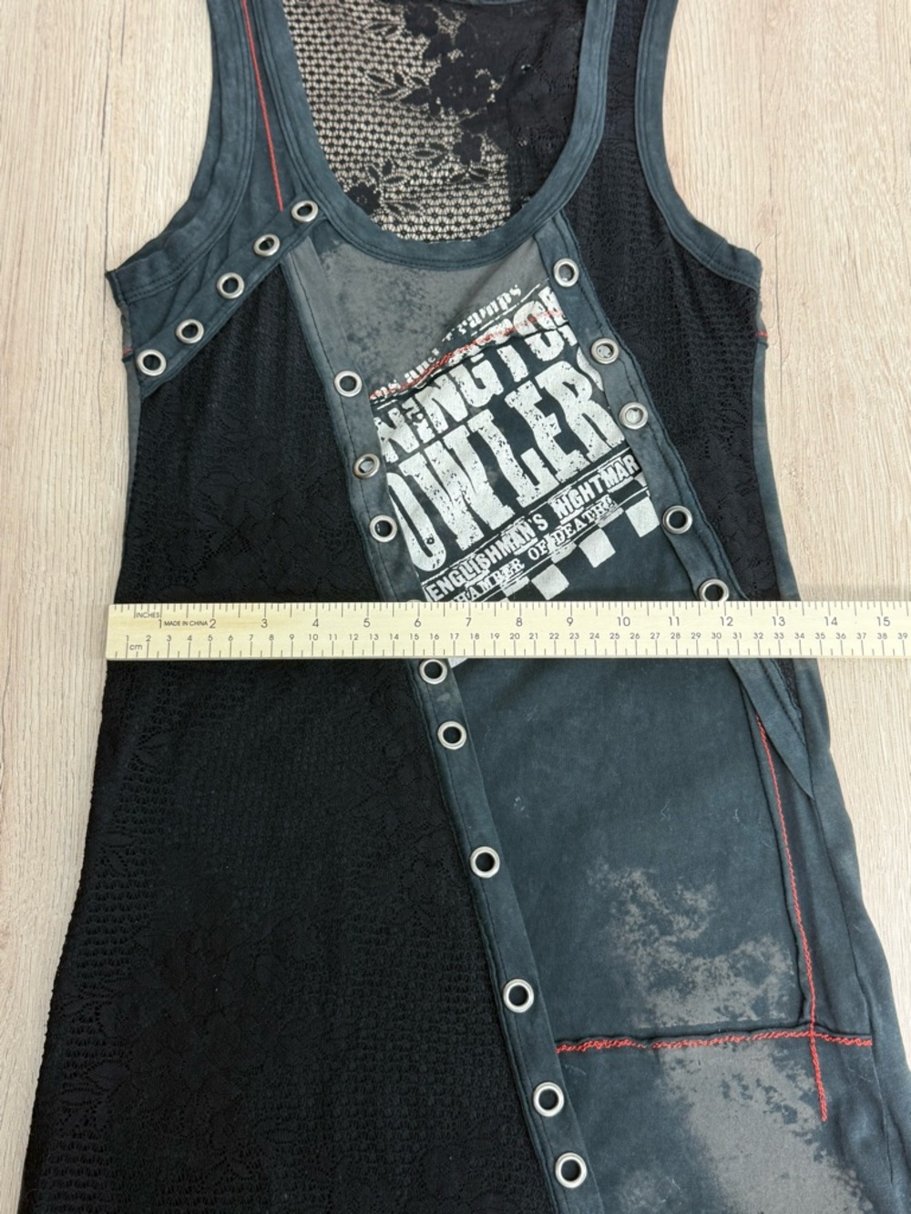 SALVAGE Sleeveless Black/Gray/White Graphic Lace up Tank Top Tunic Dress Sz S - Picture 10 of 14